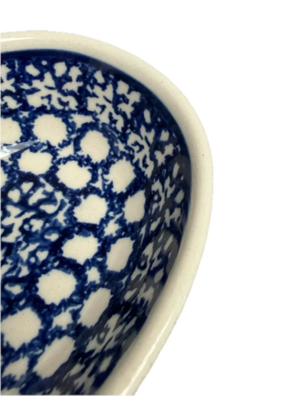 Made in Portugal Navy Blue Floral Dot Polish Pottery Spoon Rest Dish Countertop